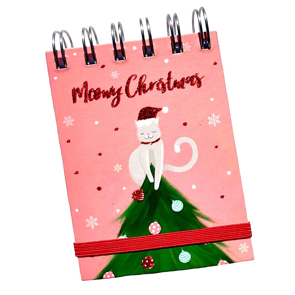 Lady Jayne Kitty Cat Wire O Spiral Pocket Bungee Notepad ~ Meowy Christmas 63541